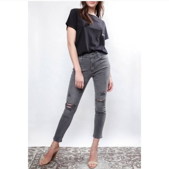 Agolde Sophie high rise skinny crop distressed jean maverick grey 28 - Picture 4 of 11